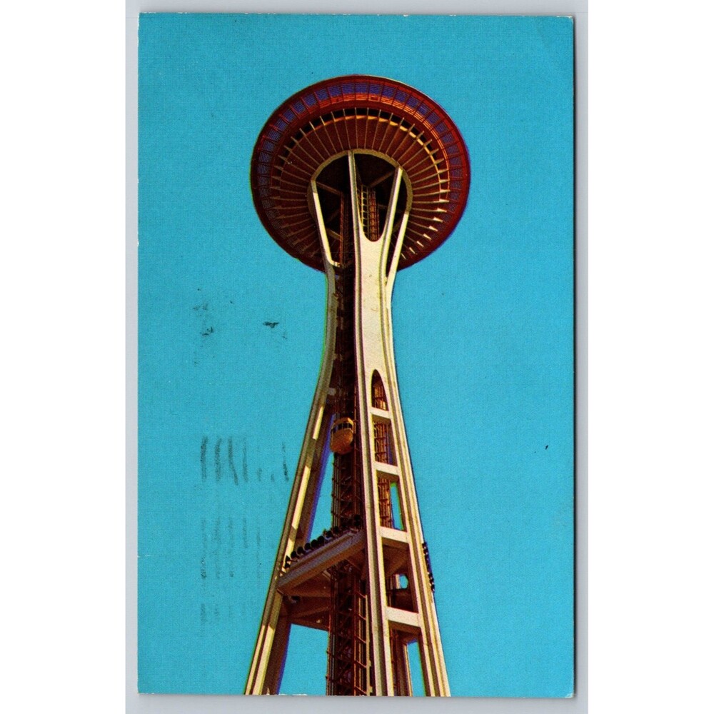 Vintage 1960s Seattle World's Fair Space Needle Postcard Port Angeles Postmark